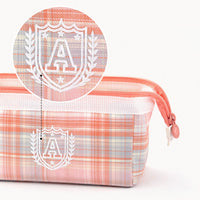 Angoo [A Class] Pen Case Pencil Bag Boat Shape Fresh Color Plaid Storage Pouch with Handle Organizer for Stationery School A6438