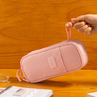 Angoo Big Things Pencil Case Pen Bag Simple Color Multi Layer Easy Handle Storage Pouch for Stationery Office School H7173