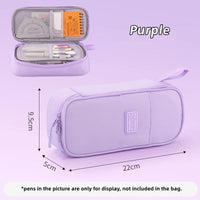 Angoo Big Things Pencil Case Pen Bag Simple Color Multi Layer Easy Handle Storage Pouch for Stationery Office School H7173