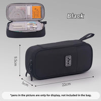 Angoo Big Things Pencil Case Pen Bag Simple Color Multi Layer Easy Handle Storage Pouch for Stationery Office School H7173