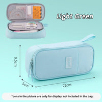 Angoo Big Things Pencil Case Pen Bag Simple Color Multi Layer Easy Handle Storage Pouch for Stationery Office School H7173