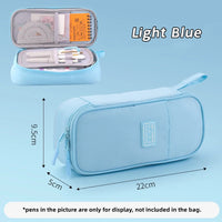 Angoo Big Things Pencil Case Pen Bag Simple Color Multi Layer Easy Handle Storage Pouch for Stationery Office School H7173
