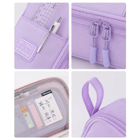 Angoo Big Things Pencil Case Pen Bag Simple Color Multi Layer Easy Handle Storage Pouch for Stationery Office School H7173