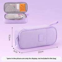 Angoo Big Things Pencil Case Pen Bag Simple Color Multi Layer Easy Handle Storage Pouch for Stationery Office School H7173