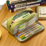 Angoo Cute Pencil Case Canvas for Girls Macaron Pencil Box Multilayer School Pouch Kawaii Pensil Case Pen Bag Storage Stationery