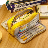 Angoo Cute Pencil Case Canvas for Girls Macaron Pencil Box Multilayer School Pouch Kawaii Pensil Case Pen Bag Storage Stationery