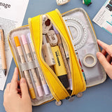 Angoo Cute Pencil Case Canvas for Girls Macaron Pencil Box Multilayer School Pouch Kawaii Pensil Case Pen Bag Storage Stationery