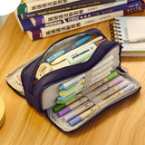 Angoo Cute Pencil Case Canvas for Girls Macaron Pencil Box Multilayer School Pouch Kawaii Pensil Case Pen Bag Storage Stationery