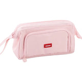 Angoo Cute Pencil Case Special Macaron Color Side Window Canvas Big Pencil Pouch Pen Box Storage Bag Student School Stationery