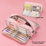 Angoo Double Face Pencil Bag Pen Case Special Macaron Color Dual Side Canvas Storage Pouch Stationery School Travel Gift F899