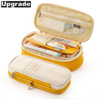 Angoo Kawaii Pencil Case Macaron Color Canvas Cute Big Pencil Pouch Pen Box Storage Bag Student School Supplies Stationery