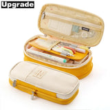 Angoo Kawaii Pencil Case Macaron Color Canvas Cute Big Pencil Pouch Pen Box Storage Bag Student School Supplies Stationery