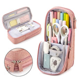 Angoo Normcore Pen Zak Etui Twee Layer Opvouwbare Stand Stof Telefoon Houder Opbergetui Voor Briefpapier Kantoor School A6171