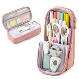 Angoo Normcore Pen Zak Etui Twee Layer Opvouwbare Stand Stof Telefoon Houder Opbergetui Voor Briefpapier Kantoor School A6171