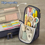 Angoo Normcore Pen Zak Etui Twee Layer Opvouwbare Stand Stof Telefoon Houder Opbergetui Voor Briefpapier Kantoor School A6171