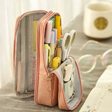 Angoo Normcore Pen Zak Etui Twee Layer Opvouwbare Stand Stof Telefoon Houder Opbergetui Voor Briefpapier Kantoor School A6171