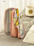 Angoo [Simple] Pen Bag Pencil Case, White Color Youth Dream Canvas Pens Phone Holder Storage Pouch for Stationery School A6171