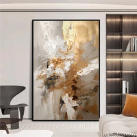Arthyx Handpainted Texture Abstract Gold Oil Painting On Canvas Large Posters Modern Wall Art Picture For Living Room Home Decor