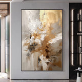 Arthyx Handpainted Texture Abstract Gold Oil Painting On Canvas Large Posters Modern Wall Art Picture For Living Room Home Decor