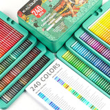 Artist Grade Soft Core Oil-based Premium 240pcs Color Pencil in Tin Box, Pre Sharpened Crayons -Ideal Christmas Gift Pens