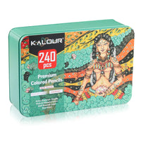 Artist Grade Soft Core Oil-based Premium 240pcs Color Pencil in Tin Box, Pre Sharpened Crayons -Ideal Christmas Gift Pens