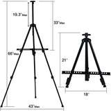 AOOKMIYA Artist's easel, aluminum metal tripod display stand with adjustable height, with portable bag, for floor/desktop drawing and dis