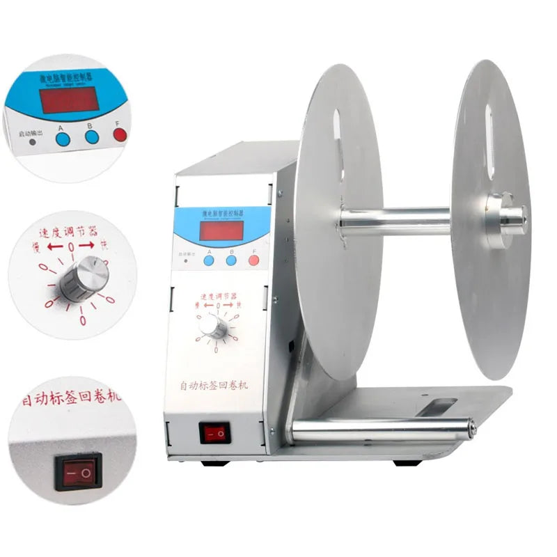 Automático Barcode Label Rewinder, Forward and Reverse Machine, veloci ...
