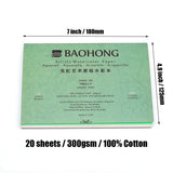 BAOHONG Artist Watercolor Paper Pad 300G 100% Pure Cotton 20 Sheets Natural White Gouache Watercolor Sketch Papers Art Supplies