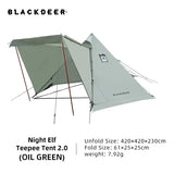 BLACK-DEER New Pyramid Tent With Snow Skirt Waterproof Camping Teepee With A Chimney Hole For Cooking Travel Tent PU3000
