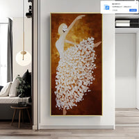 Ballet Dancer Hand Painted Abstract Palette Knife Painting on Canvas, Modern Wall Art for Living Room, Home Decoration