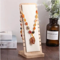 AOOKMIYA Bamboo Necklace Jewelry Display Stand Wooden Easel Jewelry Showcase Rack for Earrings Pendants Bracelets Chain Hanging Organizer