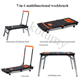 Bancada de aço inoxidável multifuncional, tamborete, DIY Console Trolley, andaimes, plataforma móvel portátil, escada