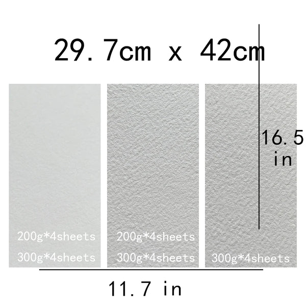 BaoHong Academy Watercolor Paper 200g 300g Cotton 100% Colorful Lead Sketching Acrylic Pen Light Color 20 Sheet Bag 420*297mm