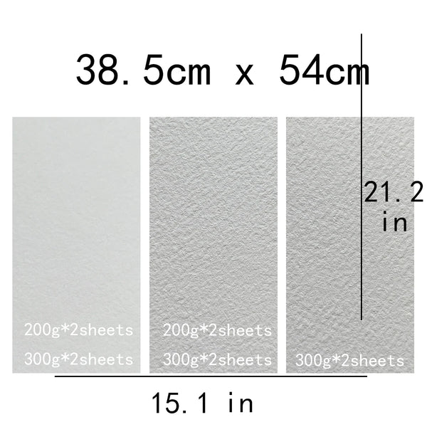 BaoHong Academy Watercolor Paper200g 300g Cotton 100% Colorful Lead Sketching Acrylic Pen Light Color 10 Sheet Bag 385*540mm 4K