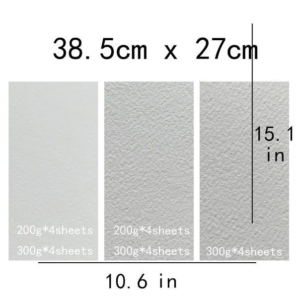 BaoHong Academy Watercolor Paper200g 300g Cotton 100% Colorful Lead Sketching Acrylic Pen Light Color 20 Sheet Bag 385*270mm 8K