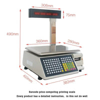 Barcode Scale Label Printing Balance For (TM-15A-5D) Digital Electronic Scale & Printer English Russia Arabic Spanish