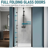 Bifold Frameless Glass Shower Door 32 in.W X 72 in.H Pivot Swing Shower Doors with 1/4 in. Clear Tempered Shower Glass Panel I