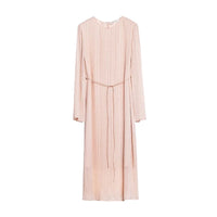Birdtree 10MM 100%Real Silk Elegant Dresses Women Irregular Stripe Long Sleeve Simple OL Party Dress 2024 Spring Summer D3D768QM