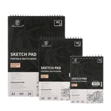 Bloco de desenho para Sketchbook Profissional, Papel Sem Ácido, Ideal para Mídia Seca, Perfeito para Iniciantes, A3, A4, A5, 24 Folhas, 160gsm
