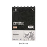 Bloco de desenho para Sketchbook Profissional, Papel Sem Ácido, Ideal para Mídia Seca, Perfeito para Iniciantes, A3, A4, A5, 24 Folhas, 160gsm