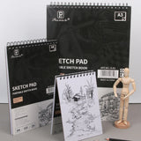 Bloco de desenho para Sketchbook Profissional, Papel Sem Ácido, Ideal para Mídia Seca, Perfeito para Iniciantes, A3, A4, A5, 24 Folhas, 160gsm