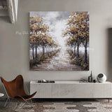 Brown Canvas Forest Abstract Hand Painted Oil Painting Large Size Picture Wall Art Cuadros Home Room Decor