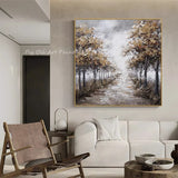 Brown Canvas Forest Abstract Hand Painted Oil Painting Large Size Picture Wall Art Cuadros Home Room Decor