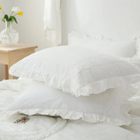 CHAUSUB Korean Style Comforter Sets whit Pillowcase 3PCS Luxury Winter Cotton Quilts Flounces and Lace Decor Bedding Queen Size