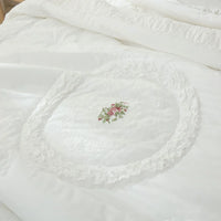 CHAUSUB Korean Style Comforter Sets whit Pillowcase 3PCS Luxury Winter Cotton Quilts Flounces and Lace Decor Bedding Queen Size