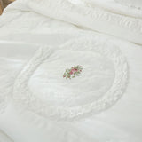 CHAUSUB Korean Style Comforter Sets whit Pillowcase 3PCS Luxury Winter Cotton Quilts Flounces and Lace Decor Bedding Queen Size