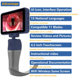 CR-45 Anesthesia Intubation Video Laryngoscope, 4.5 inch HD Touchscreen, Compatible with 11 Reusable Laryngoscope Blades