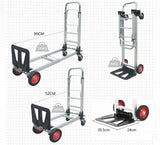 Carrinho dobrável portátil com rodas, Carrinho de bagagem, Carrinho de compras resistente, Caminhão de mão, Carrinho Dolly, 100kg, 200kg