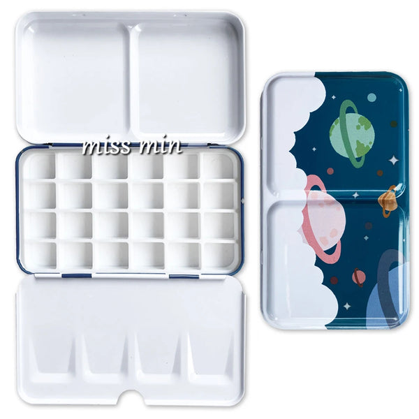 Color Empty Palette Case Tins Box Paint Storage Iron Box with 24 Half –  AOOKMIYA