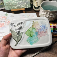 AOOKMIYA Ceramic Painting Color Palette Empty Watercolor Painting Dish